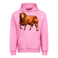 Fuchsia Pink red angus bull Urban Hoodie - LillyAllenDesigns