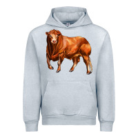 Heather Grey red angus bull Urban Hoodie - LillyAllenDesigns