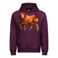 Mauve Wine red angus bull Urban Hoodie - LillyAllenDesigns