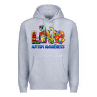 Heather Grey autism awareness love Premium Hoodie - BarkalooDesign