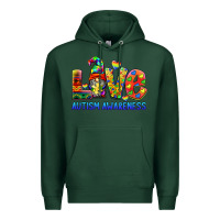 Sports Green autism awareness love Premium Hoodie - BarkalooDesign