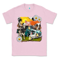 Bubblegum Pink cowhide farm truck with farm animals Classic Tee - texasbilliewilder