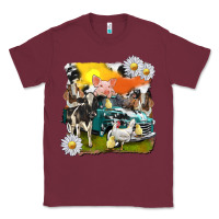 Burgundy cowhide farm truck with farm animals Classic Tee - texasbilliewilder