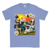 Colony Blue cowhide farm truck with farm animals Classic Tee - texasbilliewilder