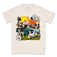 Natural cowhide farm truck with farm animals Classic Tee - texasbilliewilder