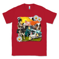 Red cowhide farm truck with farm animals Classic Tee - texasbilliewilder