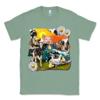 Sage cowhide farm truck with farm animals Classic Tee - texasbilliewilder