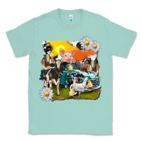 Seafoam cowhide farm truck with farm animals Classic Tee - texasbilliewilder