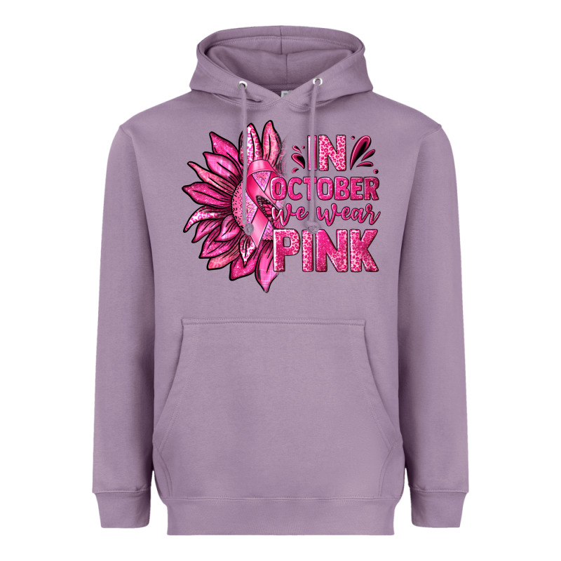 In October We Wear Pink Sunflower Heavyweight Hoodie by texasbilliewilder | Teevron