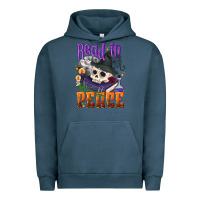 Pigment Midnight Navy Read in peace Halloween Urban Hoodie - NancyCooperArtShop