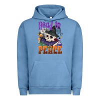 Pigment Pebble Blue Read in peace Halloween Urban Hoodie - NancyCooperArtShop
