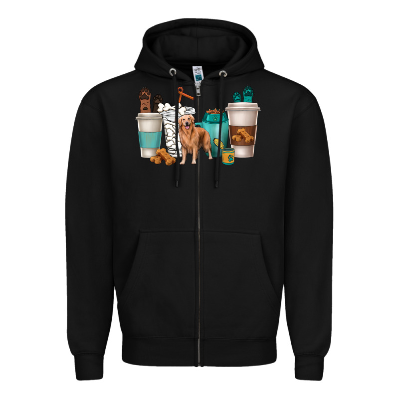 Golden Retriever Dog Coffee Cups Zipper Hoodie by texasbilliewilder | Teevron