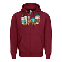 Burgundy golden retriever dog coffee cups Zipper Hoodie - texasbilliewilder