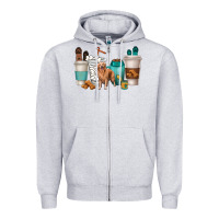 Heather Grey golden retriever dog coffee cups Zipper Hoodie - texasbilliewilder