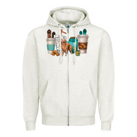 Oatmeal Heather golden retriever dog coffee cups Zipper Hoodie - texasbilliewilder