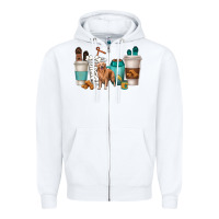 White golden retriever dog coffee cups Zipper Hoodie - texasbilliewilder