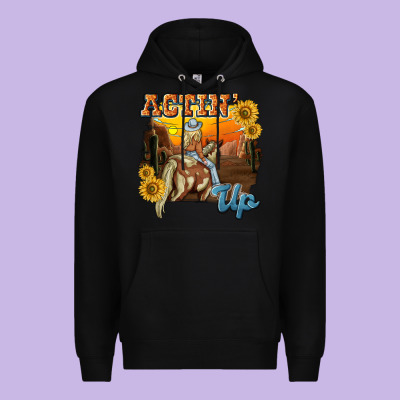 Actinup With Cowgirl Premium Hoodie Designed By Nancycooperartshop