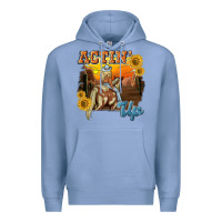 Colony Blue actinup with cowgirl Premium Hoodie - NancyCooperArtShop