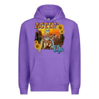 Purple actinup with cowgirl Premium Hoodie - NancyCooperArtShop