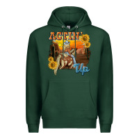 Sports Green actinup with cowgirl Premium Hoodie - NancyCooperArtShop