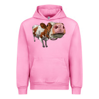 Fuchsia Pink cute simmental cow Urban Hoodie - LillyAllenDesigns