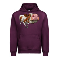 Mauve Wine cute simmental cow Urban Hoodie - LillyAllenDesigns