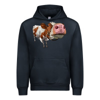 Navy cute simmental cow Urban Hoodie - LillyAllenDesigns