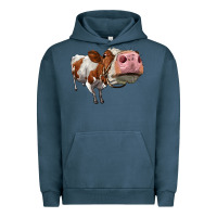 Pigment Midnight Navy cute simmental cow Urban Hoodie - LillyAllenDesigns