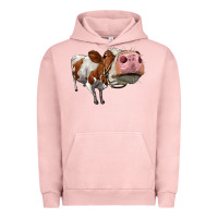 Pigment Salmon cute simmental cow Urban Hoodie - LillyAllenDesigns