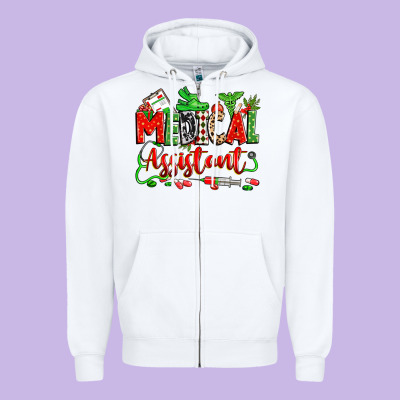 Christmas Medical Assistant Zipper Hoodie Designed By Zillion Design Studio