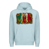 Blue Mist our lady of Guadalupe Mexican flag background Premium Hoodie - Jasminsmagicworld