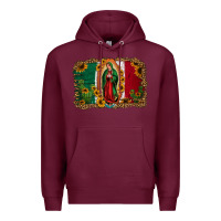 Burgundy our lady of Guadalupe Mexican flag background Premium Hoodie - Jasminsmagicworld