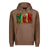 Chestnut our lady of Guadalupe Mexican flag background Premium Hoodie - Jasminsmagicworld