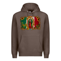 Coffee our lady of Guadalupe Mexican flag background Premium Hoodie - Jasminsmagicworld
