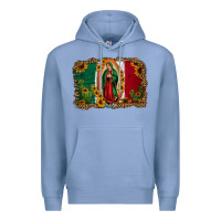 Colony Blue our lady of Guadalupe Mexican flag background Premium Hoodie - Jasminsmagicworld