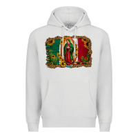 Dove Grey our lady of Guadalupe Mexican flag background Premium Hoodie - Jasminsmagicworld