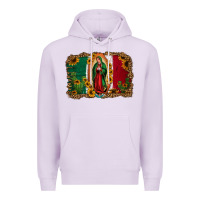 Lilac our lady of Guadalupe Mexican flag background Premium Hoodie - Jasminsmagicworld