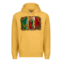 Mustard our lady of Guadalupe Mexican flag background Premium Hoodie - Jasminsmagicworld