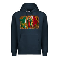 Navy our lady of Guadalupe Mexican flag background Premium Hoodie - Jasminsmagicworld