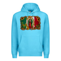 Ocean Blue our lady of Guadalupe Mexican flag background Premium Hoodie - Jasminsmagicworld