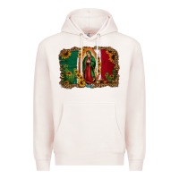 Pale Pink our lady of Guadalupe Mexican flag background Premium Hoodie - Jasminsmagicworld