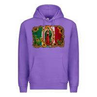 Purple our lady of Guadalupe Mexican flag background Premium Hoodie - Jasminsmagicworld