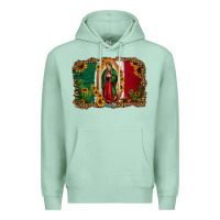 Seafoam our lady of Guadalupe Mexican flag background Premium Hoodie - Jasminsmagicworld