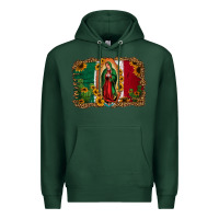 Sports Green our lady of Guadalupe Mexican flag background Premium Hoodie - Jasminsmagicworld