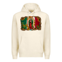 Tofu our lady of Guadalupe Mexican flag background Premium Hoodie - Jasminsmagicworld