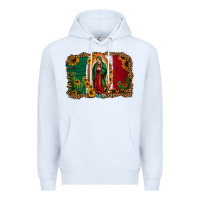 White our lady of Guadalupe Mexican flag background Premium Hoodie - Jasminsmagicworld