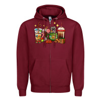 Burgundy Christmas coffee cups with Pug Zipper Hoodie - RanaPortraitStore
