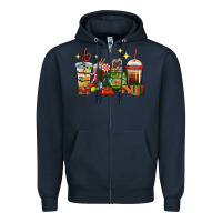 Navy Christmas coffee cups with Pug Zipper Hoodie - RanaPortraitStore