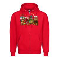 Red Christmas coffee cups with Pug Zipper Hoodie - RanaPortraitStore