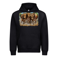 Black 3 red angus bulls Urban Hoodie - LillyAllenDesigns